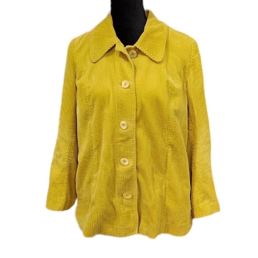J. Jill Acid Mustard Yellow Corduroy Jacket Coat Shacket Size S